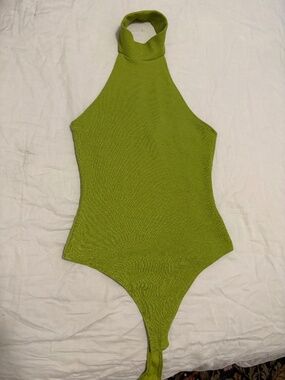 NWOT H&M Lime Halter Knit Bodysuit